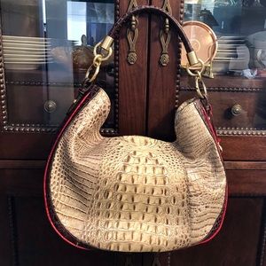 Brahmin Croco-Embossed Leather Hobo Bag